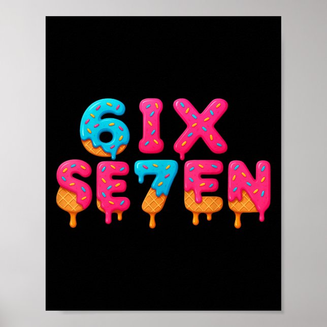 Póster Diseño de meme divertido seis siete 6 7 (Frente)