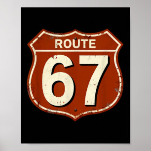 Póster Diseño de meme retro divertido de la ruta 67