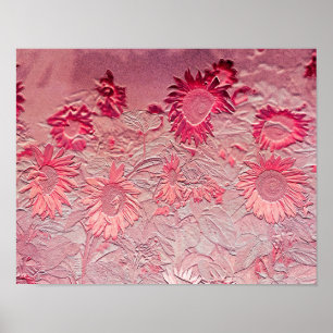 Póster Diseño de Moda Vintada Floral Rosa de Girasol