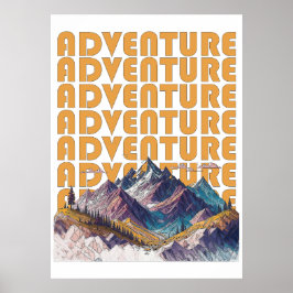 Póster Diseño de montaña de aventura