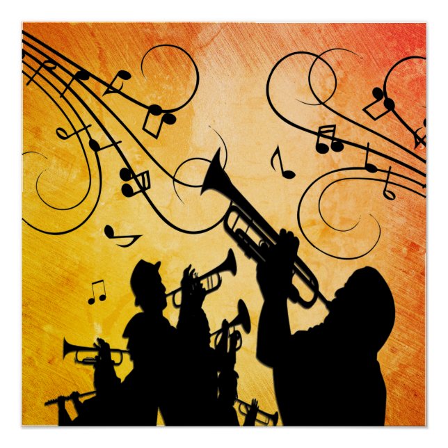 Póster Diseño de música Naranja quemado de sección de tro (Anverso)