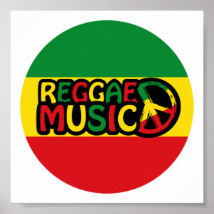 Póster Diseño de música reggae con estilo rastafari y col