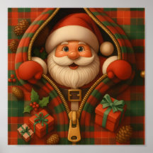 Diseño de Navidad de Papá Noel a cuadros