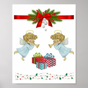 Póster Diseño de navidades con ángeles