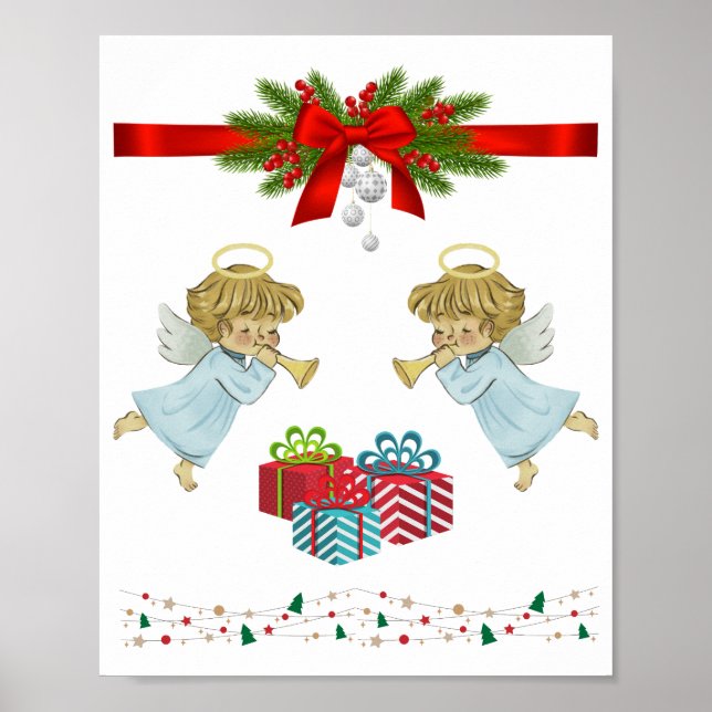 Póster Diseño de navidades con ángeles (Frente)