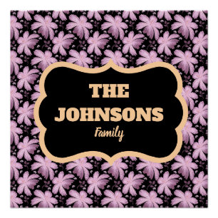 Póster Diseño de nombre de familia floral personalizado