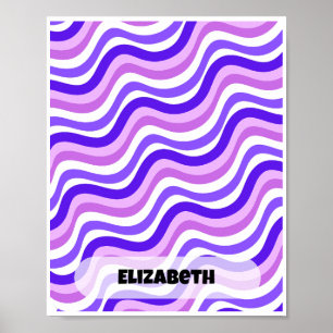 Póster Diseño de nombres personalizados Retro Squiggly Pu