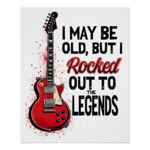 Póster Diseño de nostalgia musical de guitarra de rock cl