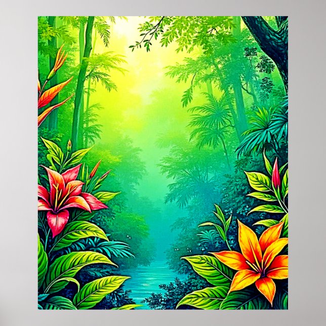 Póster Diseño de oasis de jungla tropical exuberante (Frente)