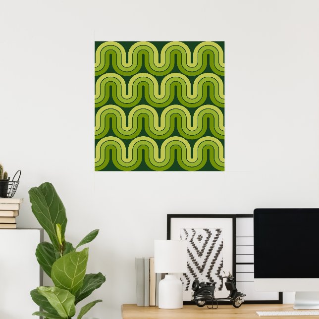 Póster Diseño de oleada de degradado geométrico retro (Oficina en casa)