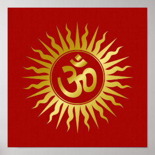 Póster Diseño de OM espiritual de oro