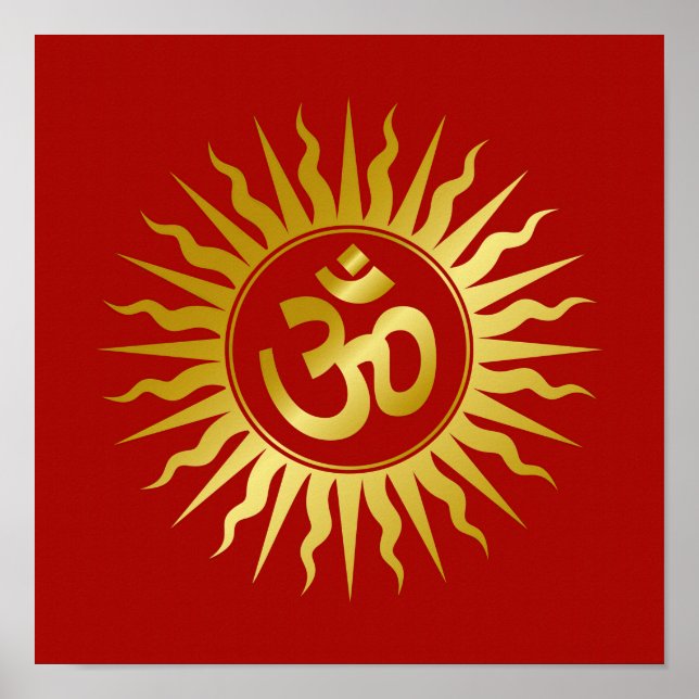 Póster Diseño de OM espiritual de oro (Frente)