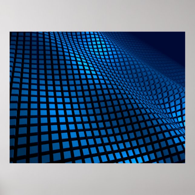 Póster Diseño de onda abstracta azul (Frente)