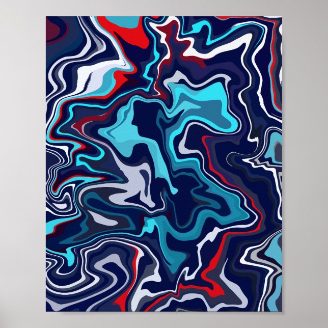 Póster Diseño de onda fluida abstracta (Frente)