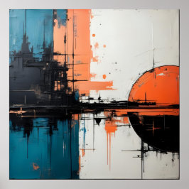 Póster Diseño de ondas retro 02 Poster cuadrado