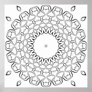 Póster Diseño de página para colorear mandala de corazón