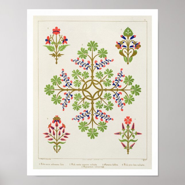 Póster Diseño de papel tapiz con motivos Rosas, impreso p (Frente)