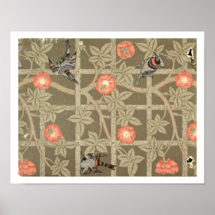 Póster Diseño de papel tapiz de Trellis con respaldo verd