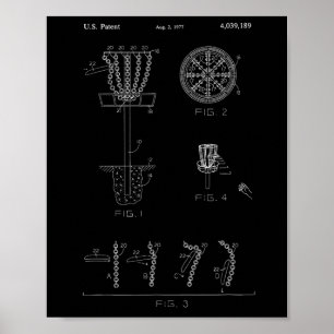 Póster Diseño de patente de objetivo de cesta de disco go