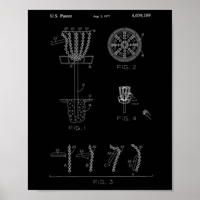 Póster Diseño de patente de objetivo de cesta de disco go (Frente)