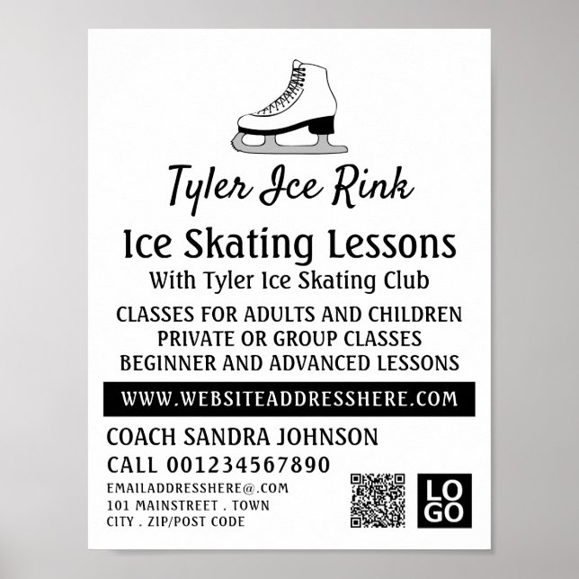 Póster Diseño de patinaje sobre hielo, publicidad de la l (Frente)