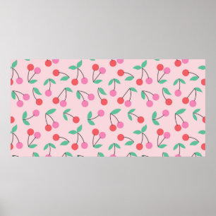 Póster Diseño de patrón continuo de cereza lindo. Ilustra