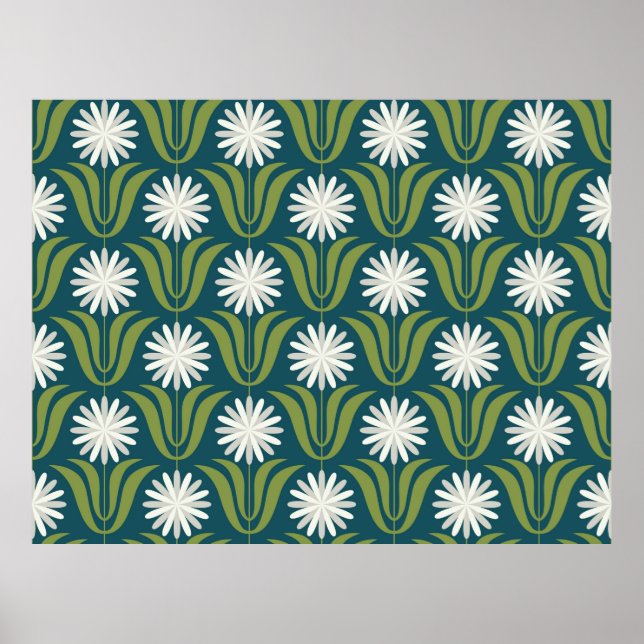 Póster diseño de patrón continuo de flores. estilo escand (Frente)