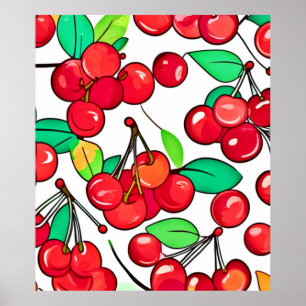 Póster Diseño de patrón de cereza