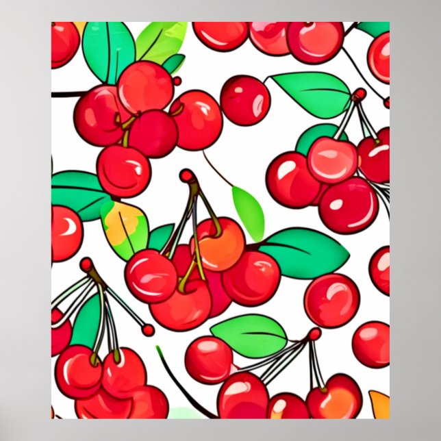 Póster Diseño de patrón de cereza (Frente)