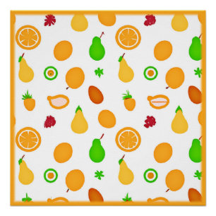 Póster Diseño de patrón de frutas exóticas