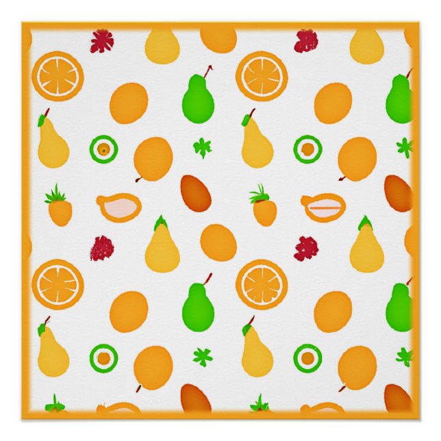Póster Diseño de patrón de frutas exóticas (Anverso)