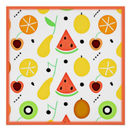 Póster Diseño de patrón de frutas tropicales