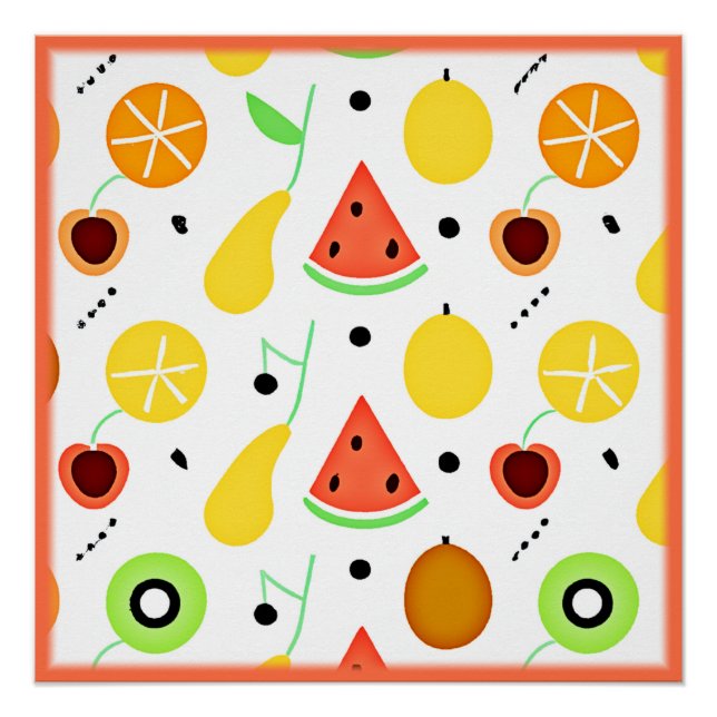 Póster Diseño de patrón de frutas tropicales (Anverso)