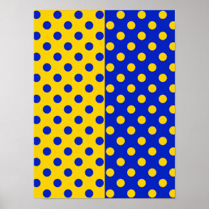 Póster Diseño de patrón de lunares azul amarillo mitad