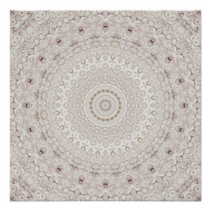 Póster Diseño de patrón de mandala beige y taupe