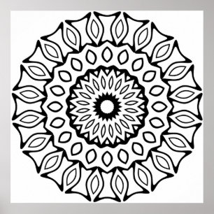 Póster Diseño de Patrón de Mandala con Arco Ornamentado y