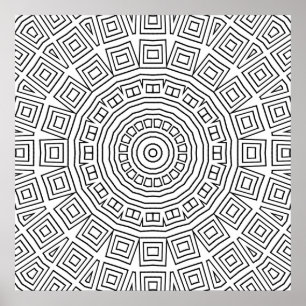 Póster Diseño de Patrón de Mandala en Espiral Cuadrada Ge