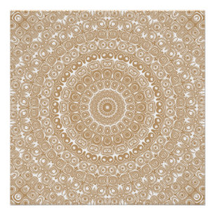 Póster Diseño de Patrón de Mandala en Marrón Camello