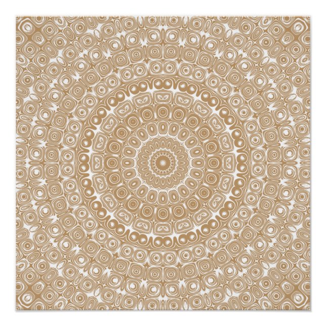 Póster Diseño de Patrón de Mandala en Marrón Camello (Anverso)
