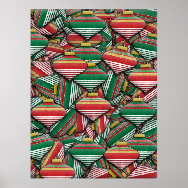 Póster Diseño de patrón de ornamentos rayado verde retro (Frente)