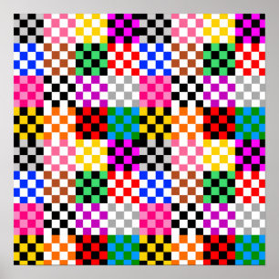Póster Diseño de Patrón de Parche Mosaico Colorido 