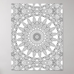 Póster Diseño de patrón para página para colorear de mosa