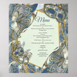 Póster Diseño de patrón rico en rococo con máscaras