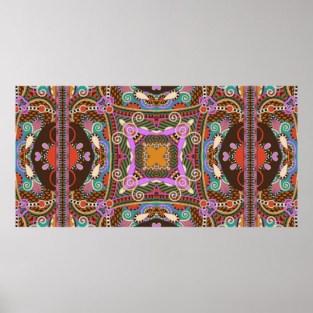 Póster diseño de patrones cuadrados de pañuelo de cuello  (Frente)