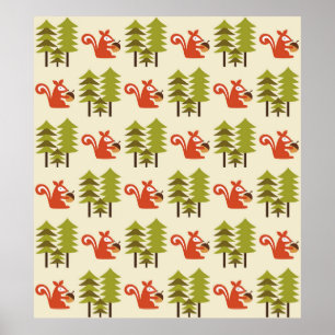 Póster diseño de patrones de bosque sin costura. Ilustrac