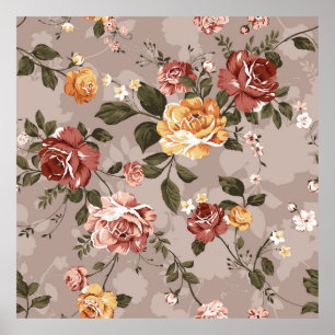 Póster diseño de patrones de flores ilustraciones textile