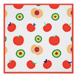 Póster Diseño de patrones de fruta de manzanas vibrantes