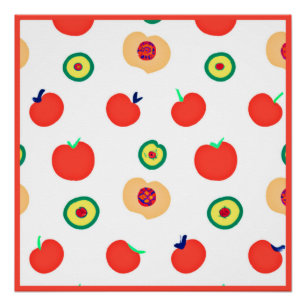 Póster Diseño de patrones de fruta de manzanas vibrantes
