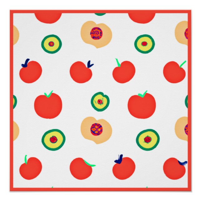 Póster Diseño de patrones de fruta de manzanas vibrantes (Anverso)