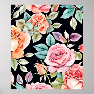Póster Diseño de patrones de jardín de Rosa
